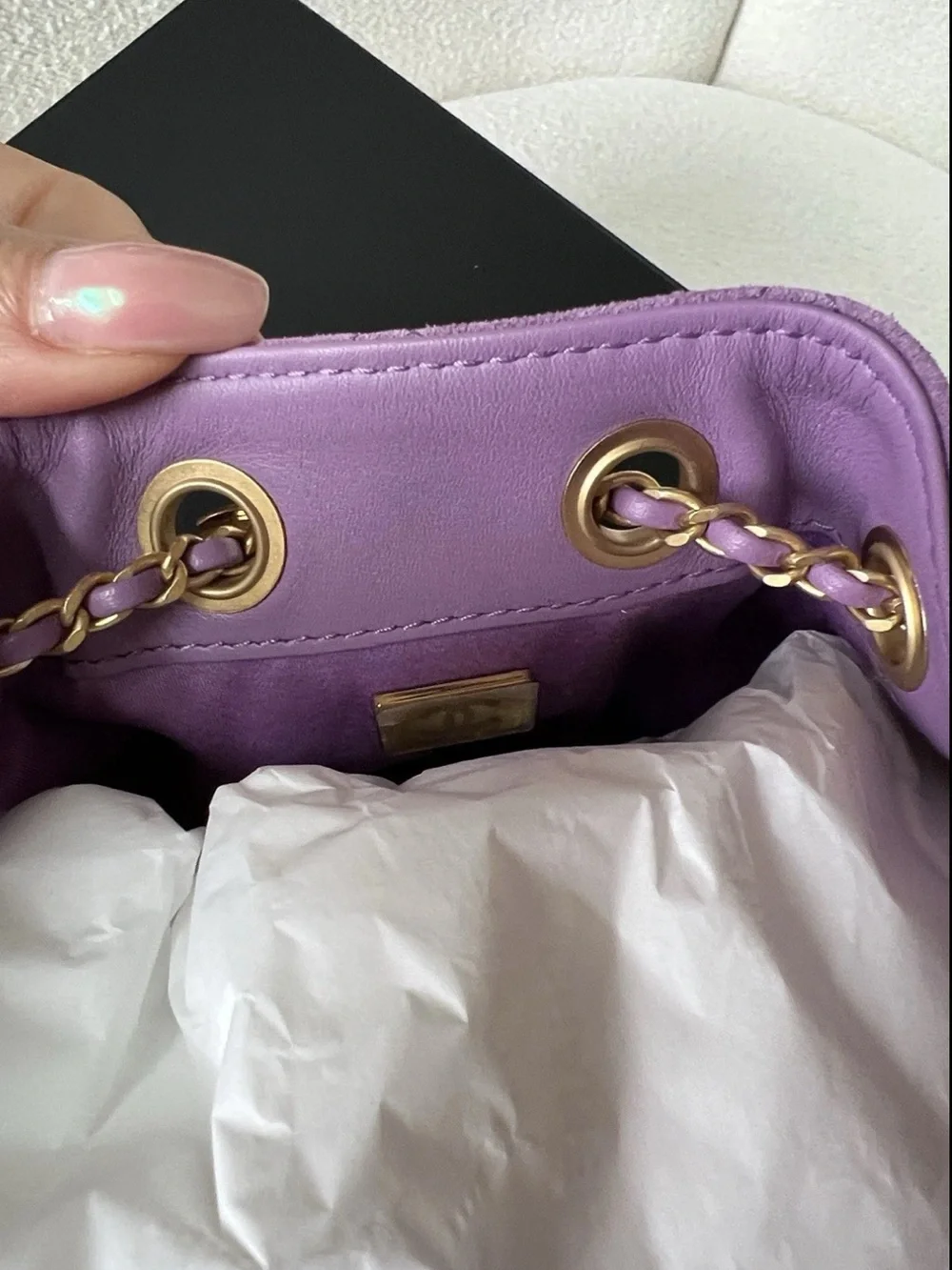 Chanel 25 Mini Suede Bag Purple with GHW Runway